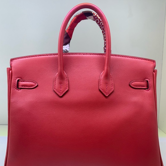 BNWB HERMES BIRKIN 25 Vermilion Red Swift SHW - Picture 2 of 8